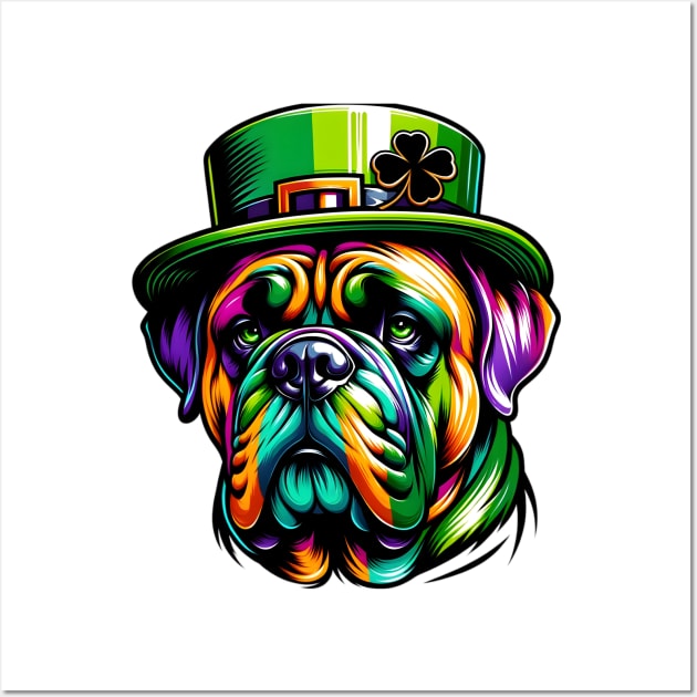 Bullmastiff Dog Celebrates Lively Saint Patrick's Day Wall Art by ArtRUs